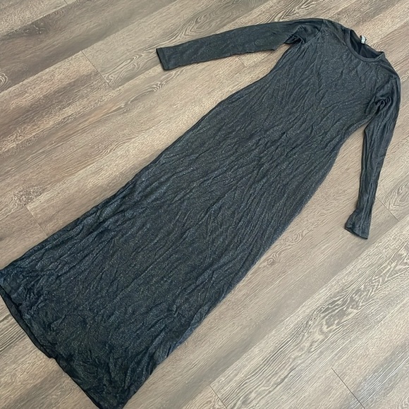 ✅SOLD✅🖤🪩Skims Onxy Shimmer Crew Neck Long Ribbed Long Sleeve Lounge Maxi Dress - Picture 5 of 11